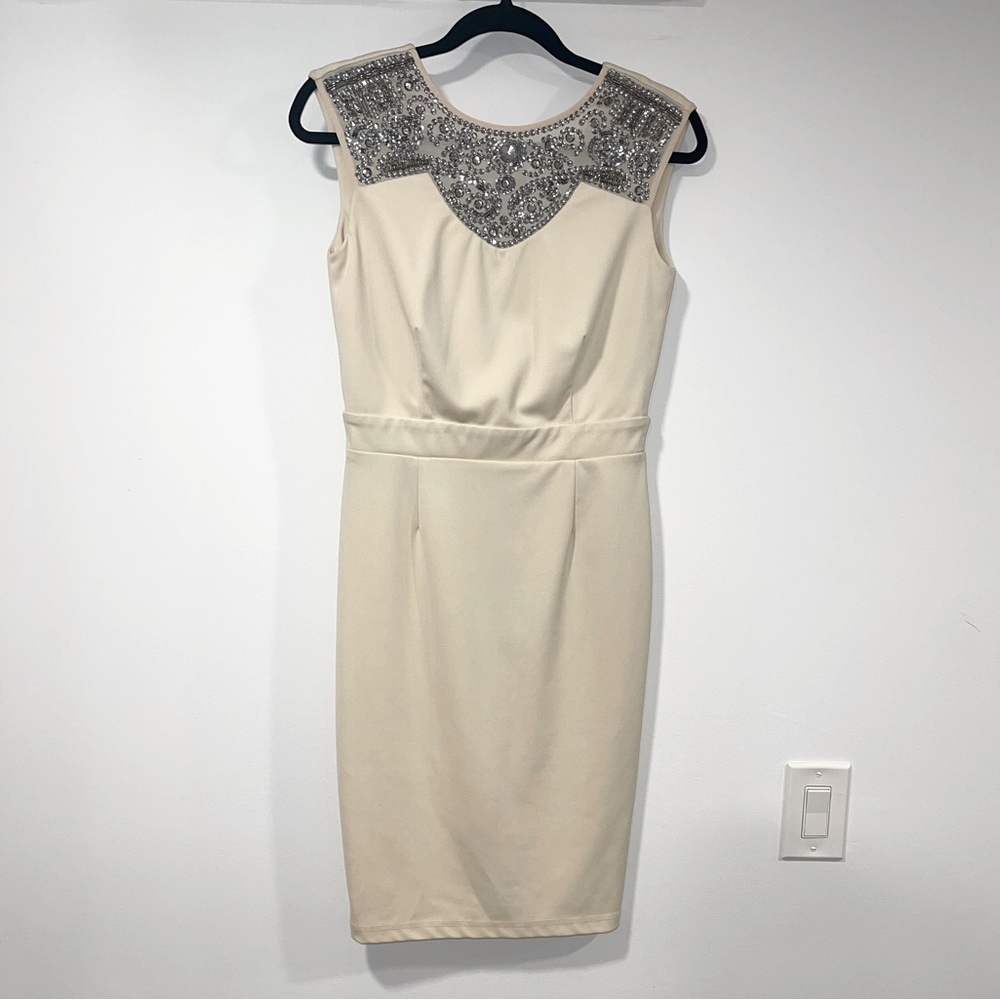 Lulus Women’s Dress Little Mistress Jewel-in Around Beaded Cream Dress Size 6